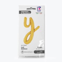 Palloncino in Foil 24" Lettera Y Corsivo Oro "Script Gold" Lettere Corsivo 14" Oro "Gold"