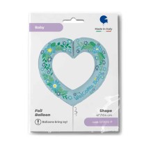 Palloncino in Foil 41" Cuore Linky Celeste "Baby Boy" Nascita e Battesimo Grabo
