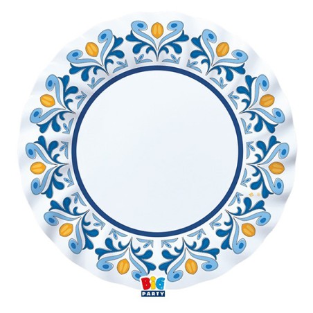 Piatto di Carta 25cm bianco e Blu con decoro "Capri" 8pz Capri