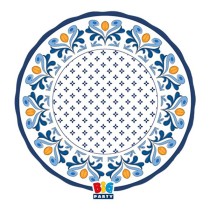 Piatto di Carta 20cm Bianco e Blu con decoro "Capri" 8pz Capri