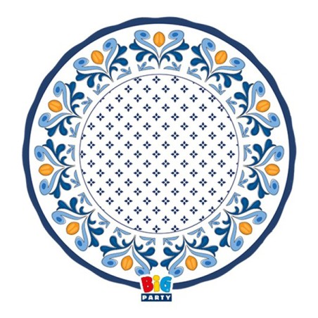 Piatto di Carta 20cm Bianco e Blu con decoro "Capri" 8pz Capri