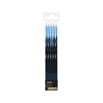 Candelina Stelo 17cm Swirl Ombre Nero e Celeste 5pz Candeline Stelo