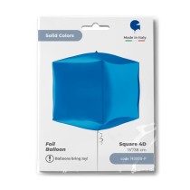 Palloncino in Foil 24" Cubo 4D Blu "Square Blue" Solid Color Square 4D "Cubi"