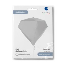 Palloncino in Foil 18" Gemma 4D Bianco Satinato "Gem" Solid Color "Gemma"