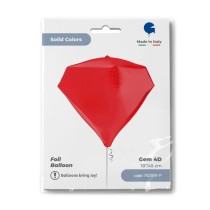 Palloncino in Foil 18" Gemma 4D Rosso "Gem" Solid Color "Gemma"