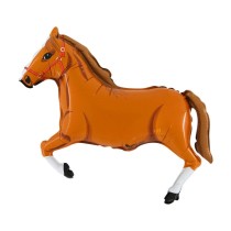 Palloncino in Foil 14" Mini Shape Cavallo Marrone Chiaro Animali Grabo