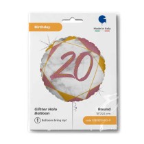Palloncino in Foil 18" Marmorizzato Numero 20 "Marble Rose Gold" Marble Grabo