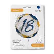Palloncino in Foil 18" Marmorizzato Numero 18 "Marble Blue" Marble Grabo