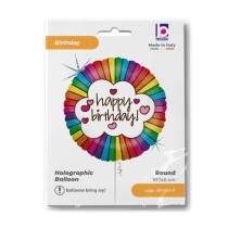 Palloncino in Foil 18" Happy Birthday "Retro Rainbow" Happy Birthday Grabo