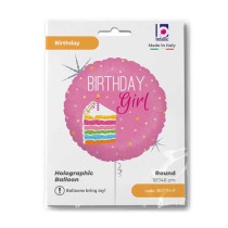 Palloncino in Foil 18" Happy Birthday Girl "Birthday Cake" Happy Birthday Grabo