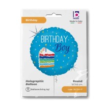 Palloncino in Foil 18" Happy Birthday Boy "Birthday Cake" Happy Birthday Grabo