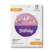 Palloncino in Foil 18" Giostra di Cavalli "Carousel Birthday" Happy Birthday Grabo