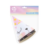 Cappellino a Cono con Orecchie di Gatto 6pz Trombette e Cappellini
