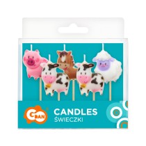 Candelina Picks Animali Fattoria "Farm" 5pz Candeline Sagomate Fantasia