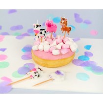 Candelina Picks Animali Fattoria "Farm" 5pz Candeline Sagomate Fantasia