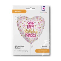 Palloncino in Foil 18" Principessa "Glitter Birthday Princess" Happy Birthday Grabo
