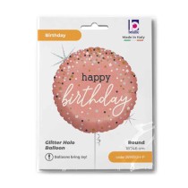 Palloncino in Foil 18" Happy Birthday "Rose Gold Confetti" Happy Birthday Grabo
