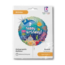 Palloncino in Foil 18" Happy Birthday Oceano "Birthday Ocean" Happy Birthday Grabo