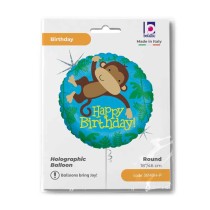 Palloncino in Foil 18" Happy Birthday "Monkey Buddy" Happy Birthday Grabo