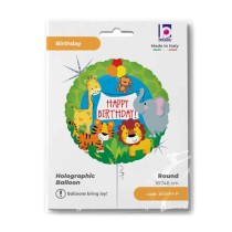 Palloncino in Foil 18" Animali Giungla "Jungle Animals" Happy Birthday Grabo