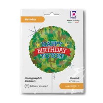Palloncino in Foil 18" Happy Birthday Mimetico "Camouflage" Happy Birthday Grabo