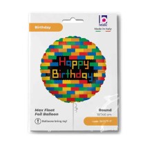 Palloncino in Foil 18" Mattoncini Happy Birthday "Birthday Blocks" Happy Birthday Grabo