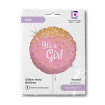 Palloncino in Foil 18" Rosa "Glittering It's a Girl" Nascita e Battesimo Grabo