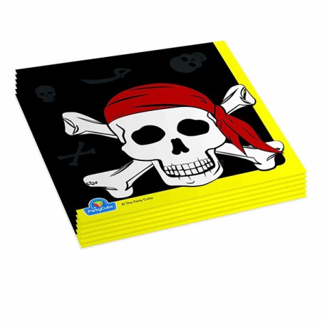 Tovagliolo di Carta 33x33cm con Teschio Pirata 20pz Festa Tema Pirata "Pirates"
