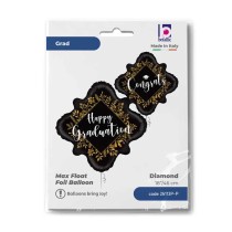Palloncino in Foil 18" Junior Shape Laurea "Gold Leaf Graduation" Laurea Grabo