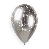 Palloncino in Lattice13" GBS120 H.N.Y. Shiny Gold Silver 5pz Gemar "Christmas/New Year"