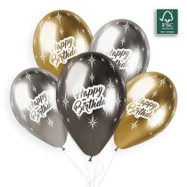 Palloncino in Lattice 13" GBS120 Shiny Assortito con Scritta "Happy Birthday" 5pz Gemar Compleanno "Birthdays"