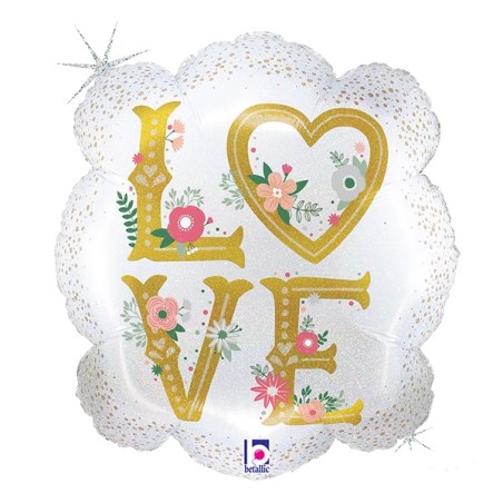 Palloncino in Foil 23" Super Shape Cornice "Love Frame" Amore, Matrimonio o Anniversario Grabo