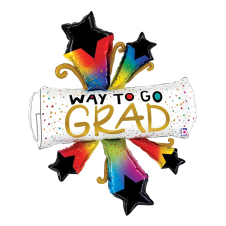Palloncino in Foil 42" Super Shape Pergamena "Bursting Stars Grad Diploma" Laurea Grabo