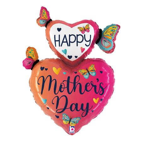 Palloncino in Foil 31" Multi-Balloons "Mother's Day Butterfly Hearts" Giornate Speciali Grabo