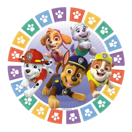 Piatto di Carta 23cm con Paw Patrol 8pz Paw Patrol