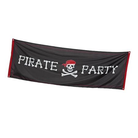 Striscione Pirati Nero con Teschio "Pirate Party" Festa Tema Pirata "Pirates"