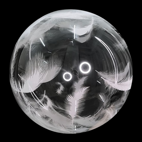 Palloncino in Elastico PVC 18" Bubble Balloons Piume Bianche Deco Bubble