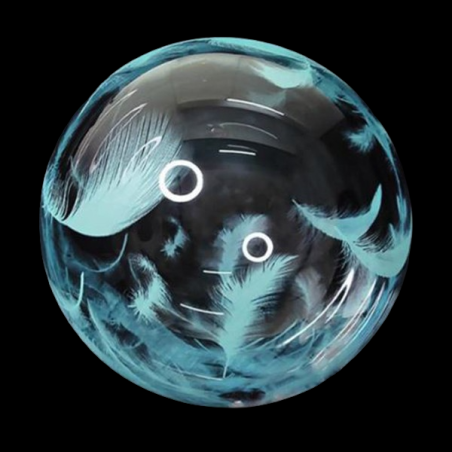 Palloncino in Elastico PVC 18" Bubble Balloons Piume Celesti Deco Bubble