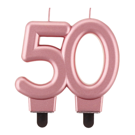 Candelina 8cm Rose Gold Metallizzato N.50 Candeline Numeri