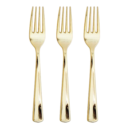 Forchette Riutilizzabili Oro Metallizzato 24pz Posate Effetto Metal
