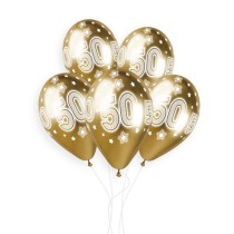 Palloncino in Lattice 13" GBS120 Oro Shiny con Stampa N.50 "Cosmic Stars" 25pz Gemar "Wedding/Anniversary"