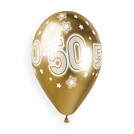 Palloncino in Lattice 13" GBS120 Oro Shiny con Stampa N.50 "Cosmic Stars" 25pz Gemar "Wedding/Anniversary"