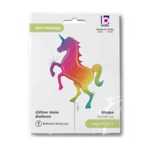 Palloncino in Foil 54" Super Shape Unicorno Arcobaleno "Glitter Unicorn" Animali Grabo