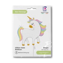Palloncino in Foil 48" Super Shape Unicorno "Glitter Pastel Unicorn" Animali Grabo