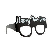 Occhiali di Carta "Happy New Year" Nero e Argento 6pz Accessori Persona Natale e Capodanno