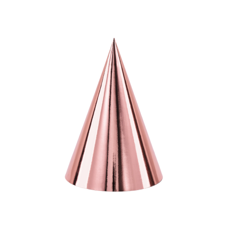Cappellino a Cono Rose Gold Metallizzato 6pz Accessori Persona Natale e Capodanno