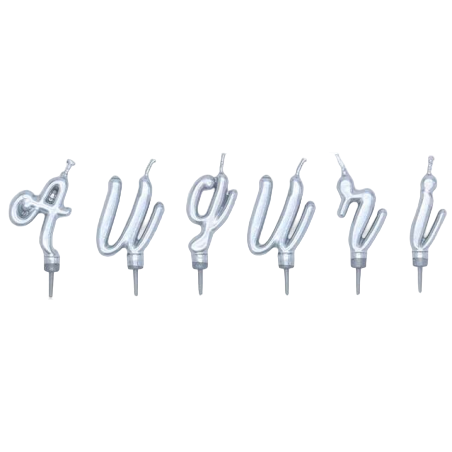 Candelina "Auguri" Argento Metallizzato 5,5cm Candeline Eventi