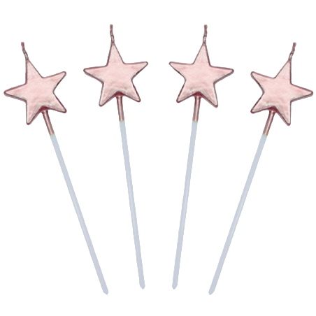 Candelina Picks Stella Rose Gold Metallizzato 4pz Candeline Sagomate Fantasia