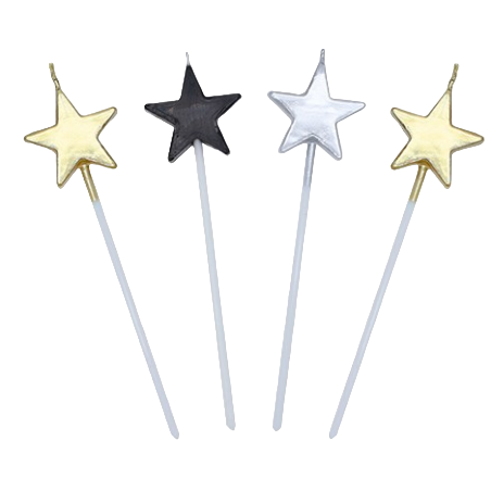 Candelina Picks Stella Prestige Metallizzata 4pz Candeline Sagomate Fantasia