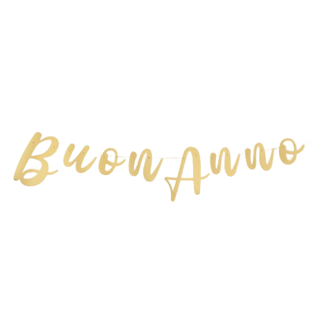 Festone Sagomato Oro Metallizzato "Buon Anno" 3mt Happy New Year Bianco